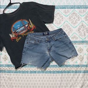 angels distressed denim shorts